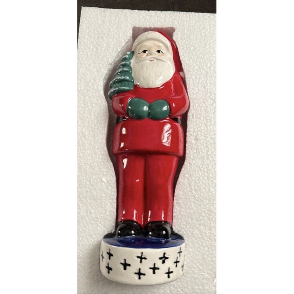 Ceramic Santa Figurine Christmas 2017 Colorful Crafty 9” Tall By Avon